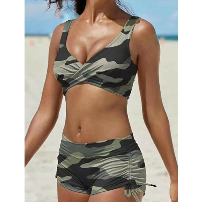 Letnie stroje kąpielowe jednolity kolor Bikini zestaw nowy Push Split Frame jednokolorowy Model z klatkami piersiowymi zjednoczony seksowny przedział strój kąpielowy