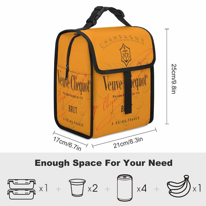 Fashion Veuves Clicquot Champagne Print New Thermal Lunch Bag