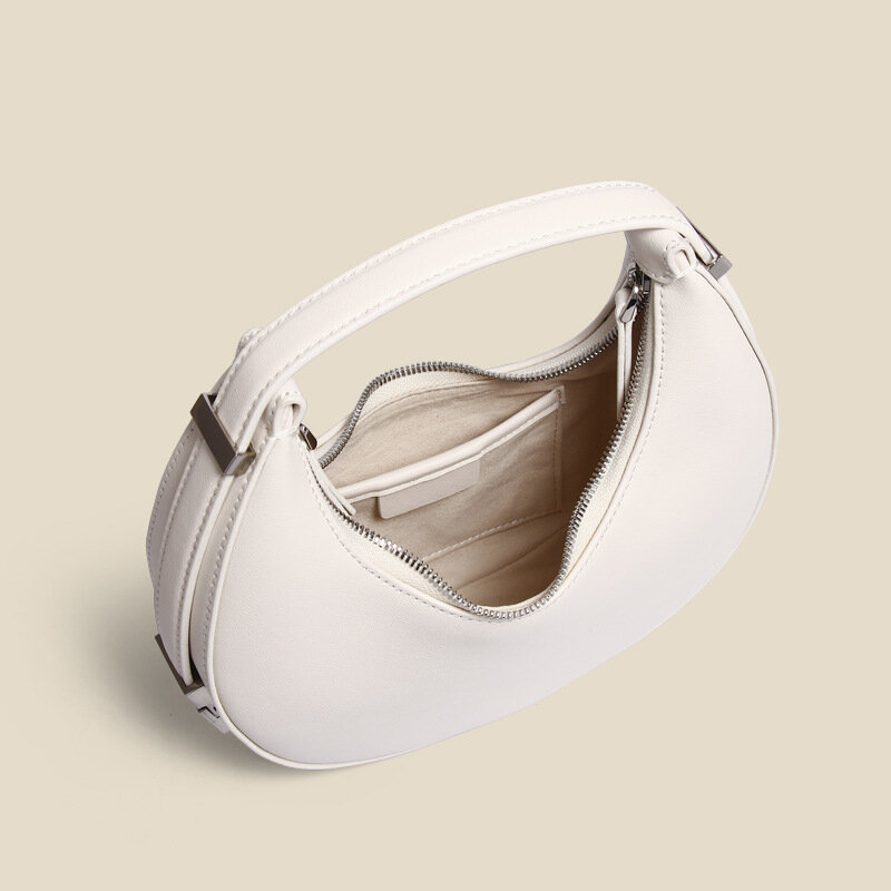 Mini sac à main demi-lune, Design de Niche, sac sous les bras, couleur unie, en trois dimensions