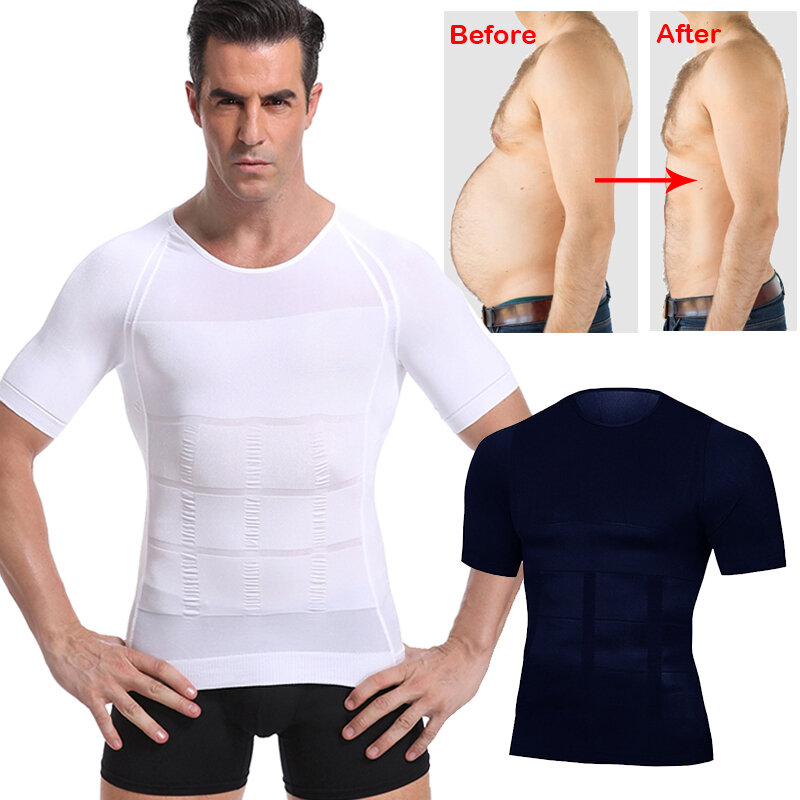 قميص رجالي كورسيه لشد البطن والبطن مشعل للنمذجة قميص ضغط تنحيف الصدر والبطن مصحح
