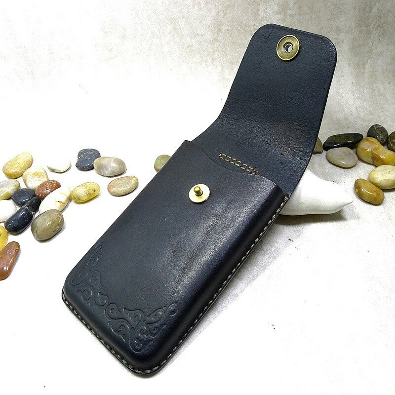 Blongk Universal Mobile Phone Waist Bag Hand-made Genuine Leather Iphone 13 PRO MAX  Phone holster DFD