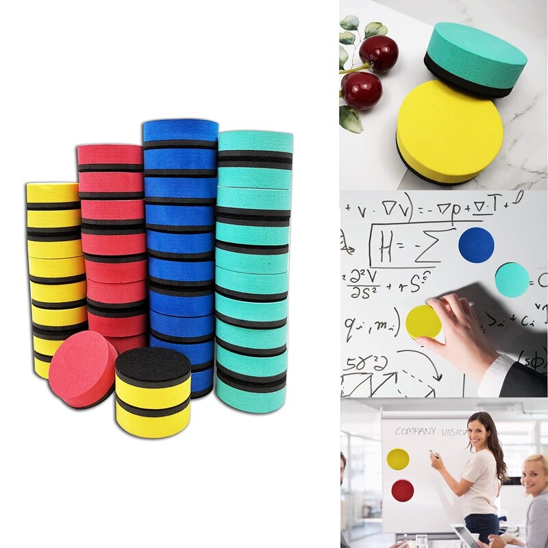Magnetic Dry Erase Erasers Round Chalkboard Cleaner Wiper For Kids And Classroom Teacher Supplies