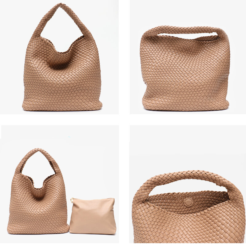 Женская сумка через плечо DN Intreccio, сумка-тоут из мягкой искусственной кожи, плетеная Сумка, новая модная трендовая сумка большой вместимости