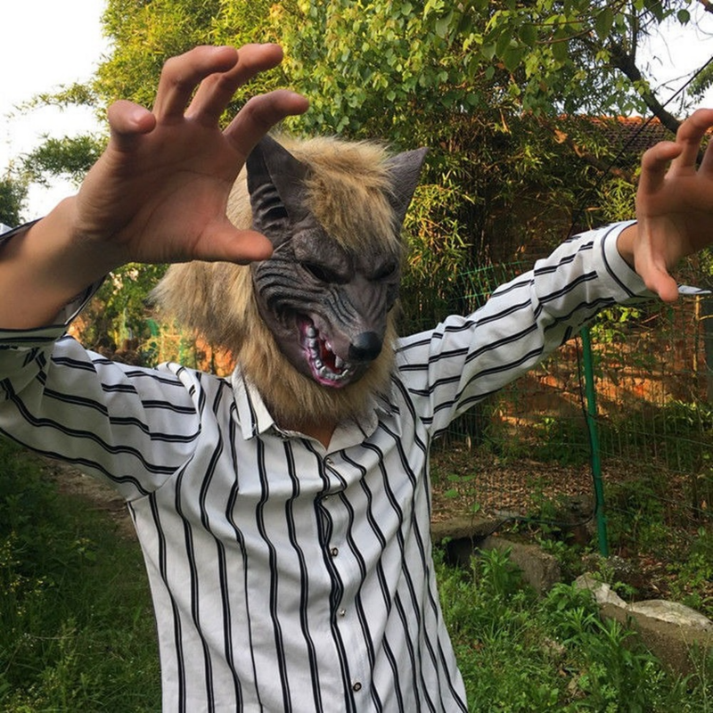 Straszny wilk kostium Halloween Cosplay maski wilka wilkołak pazury zestaw rękawice Terror diabeł fantazyjne stroik Prank rekwizyty wilk nakrycia głowy