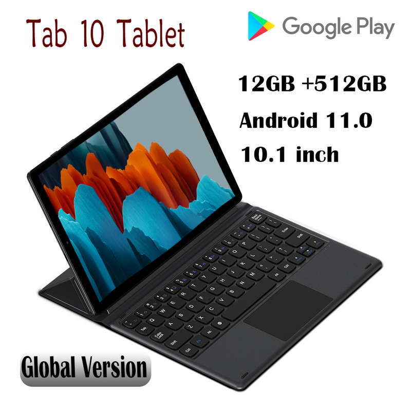 ใหม่ Tab 10แท็บเล็ต Android 12GB RAM 512GB ROM แท็บเล็ตพีซี10นิ้ว Tablete เกมแท็บเล็ต WIFI แบบ Dual SIM Wifi 5G Tablette