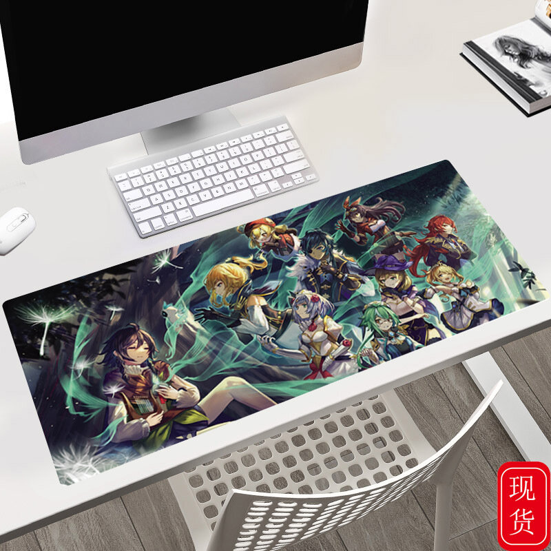 لوحة ماوس ألعاب من Genshin بتصميم الرسوم المتحركة لهواة المكاتب والمنازل 40X90X0.3CM لوحة ماوس كبيرة الحجم