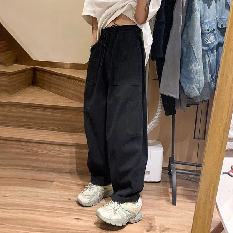 Свободные прямые мужские комбинезоны большого размера 2023, модные брендовые повседневные брюки в японском стиле CityBoy Wideleg, летние брюки с широкими штанинами