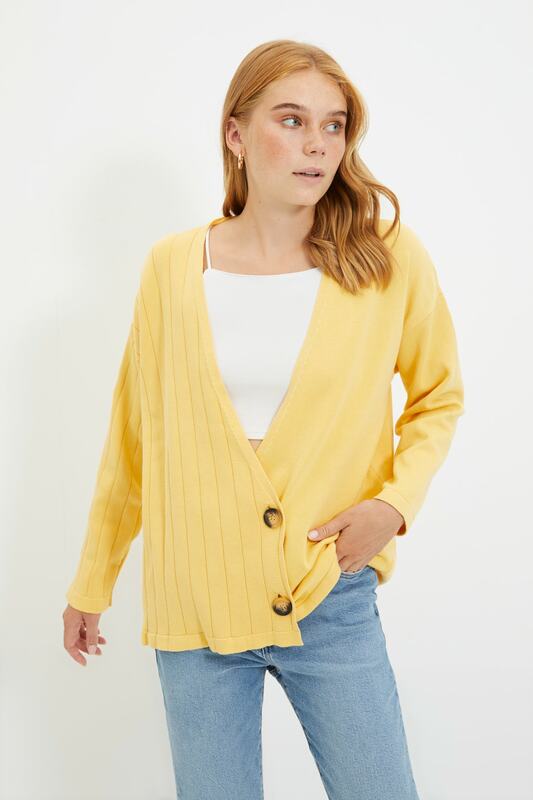 Trendyol – Cardigan en maille de coton, tricot