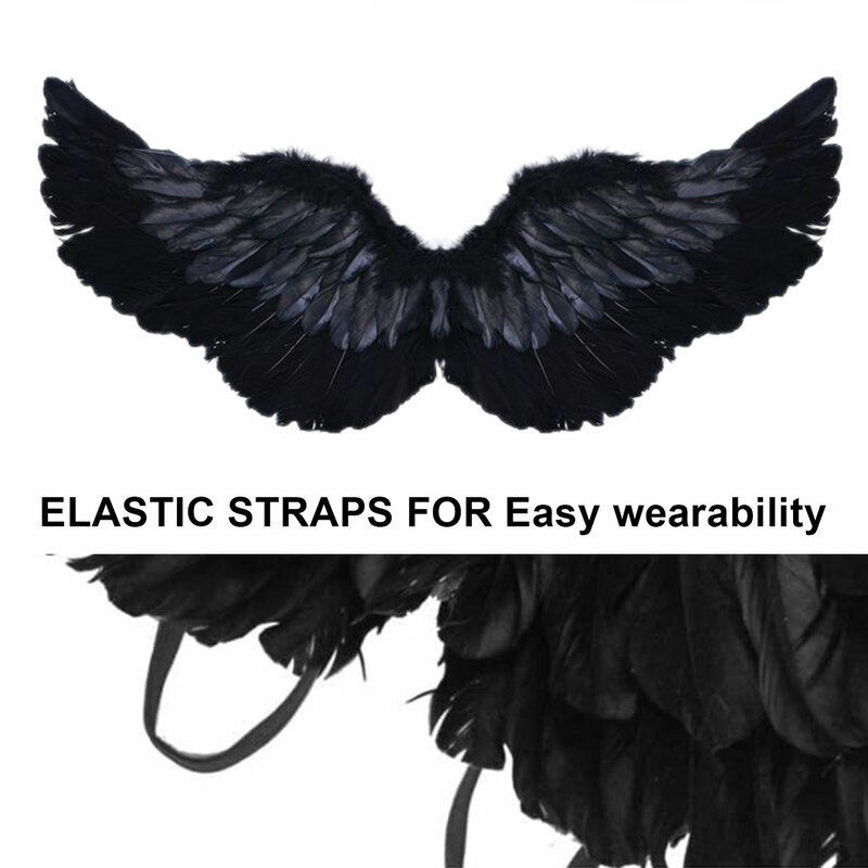 Kids Photography Props Black Angel Wing Baby Photos Props Feather Angel Wing & Halo Set Dark Angel Wings Party Cosplay Prop