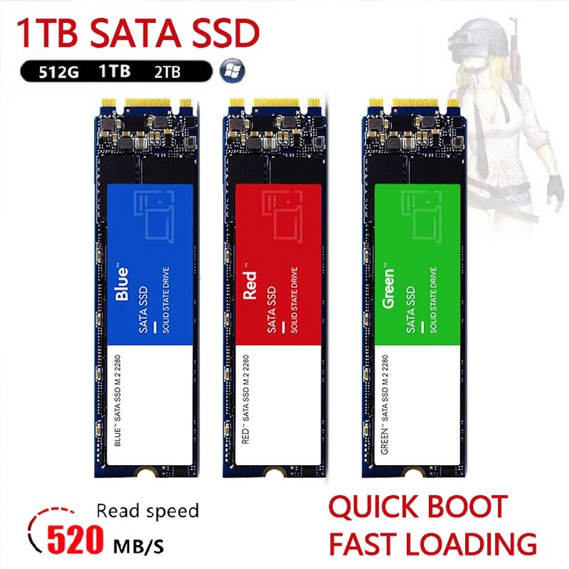 Disque dur interne SSD, M.2 NGFF, avec capacité de 500 go, 1 to, pour ordinateur portable, notebook