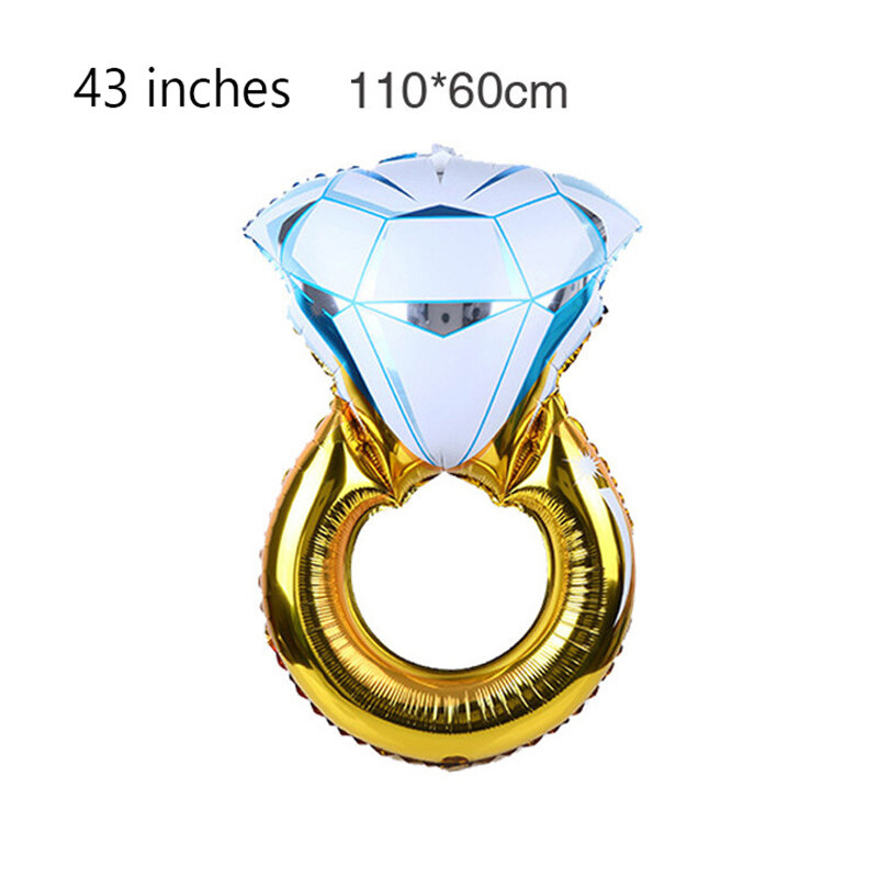Большое кольцо с бриллиантами, воздушные шары из алюминиевой фольги, свадебное украшение, украшение на День святого Валентина, предложение ...