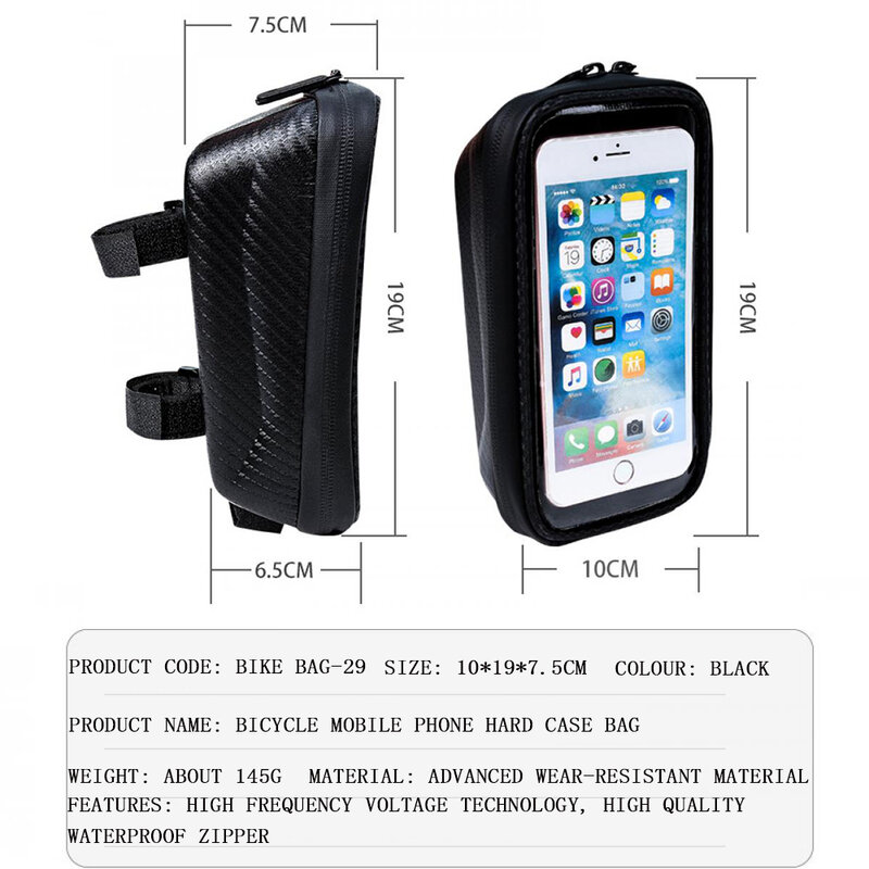 Borsa per bicicletta supporto per telefono per bici telaio borsa per tubo anteriore borsa per valigie Eva impermeabile accessori per biciclette borsa per Scooter