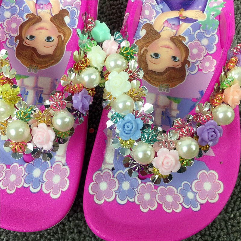 Disney-zapatillas de Frozen para niños y niñas, sandalias antideslizantes de dibujos animados, de suela suave, Princesa Sofía