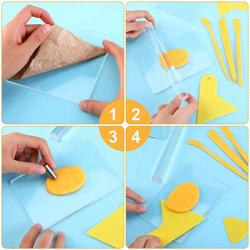 23 Pcs Clay DIY Tool Set,Clay Roller,Sheet,Scraper Backing Board,Polymer Clay Shaping And Sculpting Tool For DIY Craft