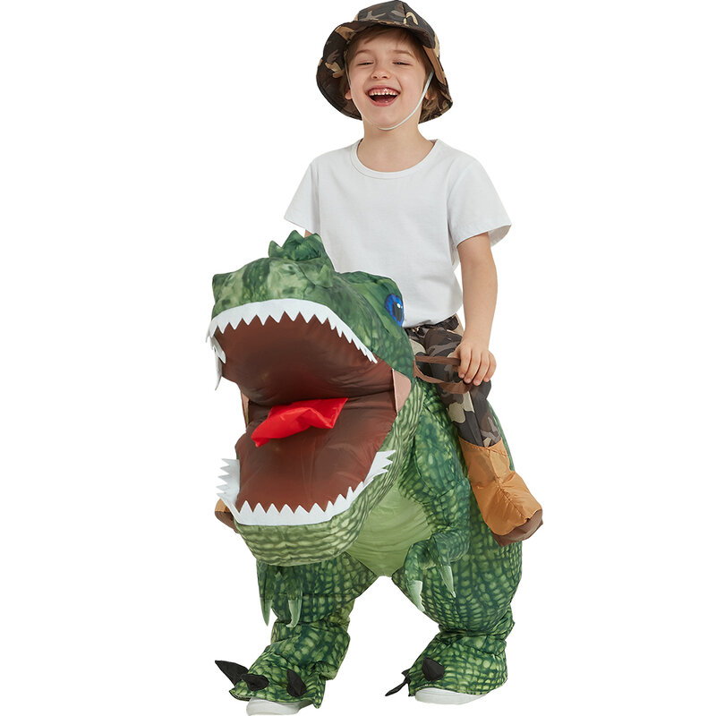 Costume da dinosauro gonfiabile in sella a T Rex Air Blow up Costume di Halloween per feste divertenti per bambini