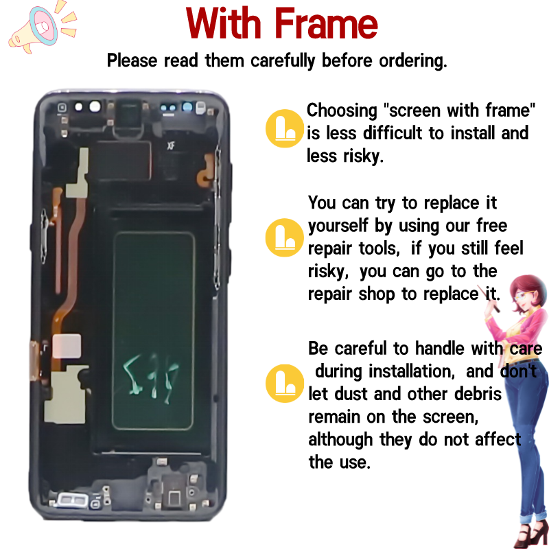 100% Original AMOLED LCD For SAMSUNG Galaxy S8 Plus G955 G955F Display S8+ LCD Touch Screen Digitizer Replacement With Dots