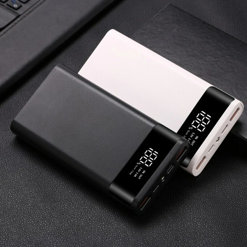 Корпус для внешних аккумуляторных батарей Dual USB DIY, 6x 18650, 2 x USB, Micro USB, Type-C, 5 В, 2.1 А, LED дисплей, черный, белый