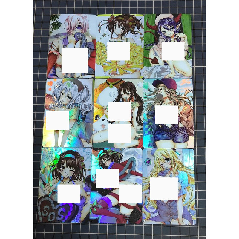 9Pcs/set Anime Girls Flash Cards Swimwear Bikini Collection ACG Sexy Kawaii FGO Game Anime Collection Cards Gift Toys