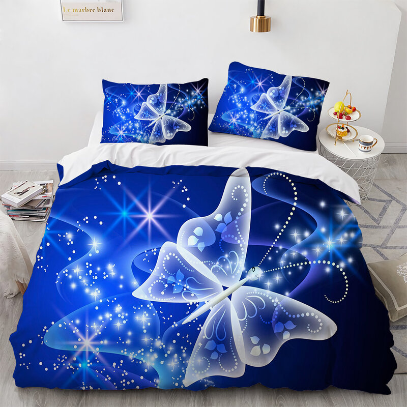 Cartoon Butterfly Bedding Set Decorative Colorful Butterfly King Queen Twin Size Duvet Cover Set Kids Girl Bedroom Comforter Set