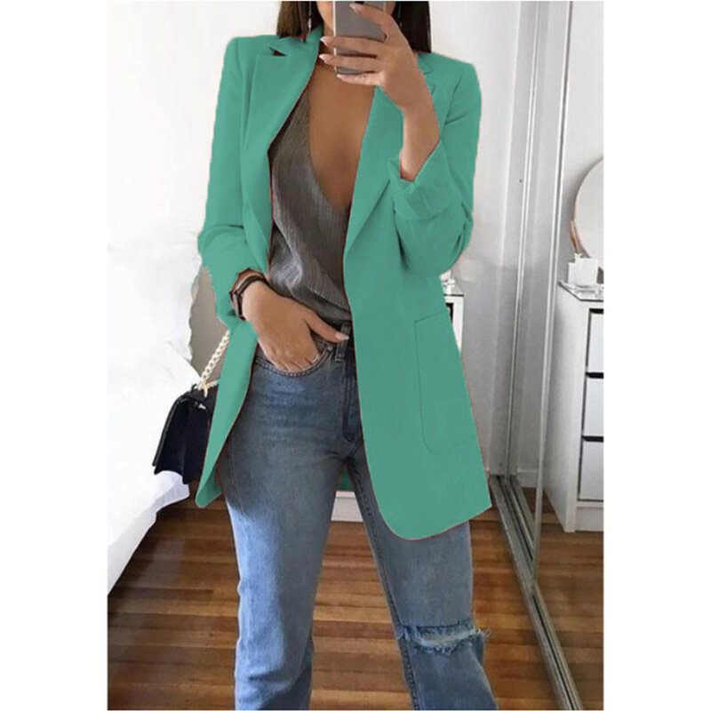 Women's Jacket Spring Fall Casual Fashion Basic Concave Slim Solid Coat Loose Coat