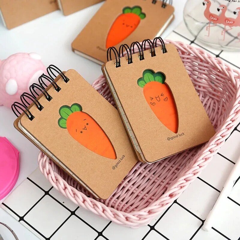Bloc-Notes à bobine de carotte A5 A7 mignon et Adorable, Mini carnet Portable, fournitures scolaires, carnet kawaii pour cadeau d'étudiant