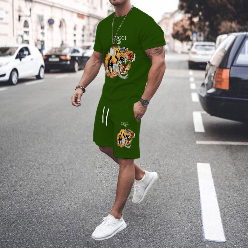 Мужской спортивный костюм из двух предметов, однотонная Повседневная Свободная футболка большого размера в уличном стиле, лето 2022