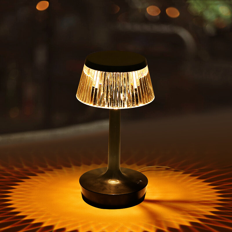 ไฟ LED กลางคืนไฟสร้างสรรค์เห็ดคริสตัลเพชรตารางโคมไฟ USB Touch โปรเจคเตอร์ไฟข้างเตียงนอน Lampu Tidur