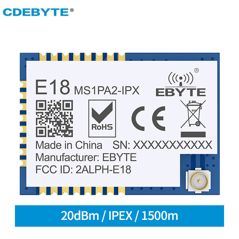 E18-MS1PA2-IPX 메쉬 네트워킹 송신기 및 수신기, CC2530 PA LNA ZigBee 모듈, 2.4GHz 20dBm 8051 MCU SMD IPEX