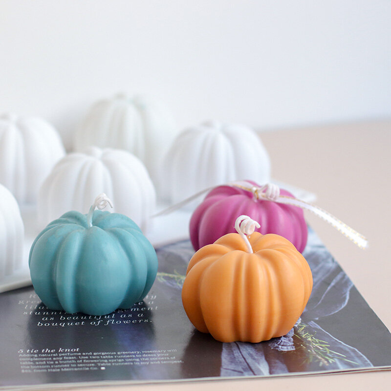6 cavità 3D zucca stampo per candele in Silicone per candele fai-da-te stampo per artigianato in gesso di argilla polimerica decorazione domestica di Halloween