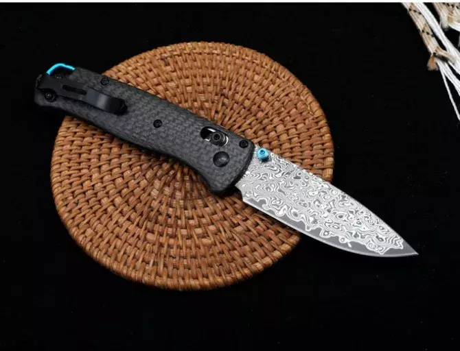 Damascus Steel Blade BENCHMADE 535 Bugout Tactical Folding Knife Carbon Fiber Handle Outdoor Survival Safety Pocket Knives