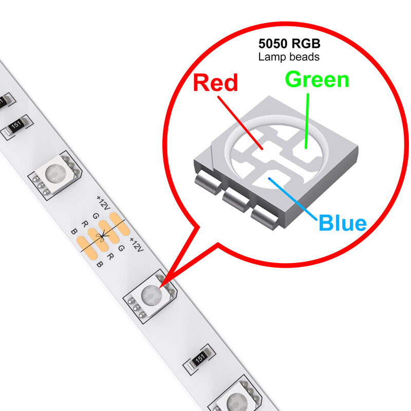 Светодиодная лента DAYBETTER RGB 5050 с управлением через приложение и поддержкой Bluetooth, 12 В постоянного тока