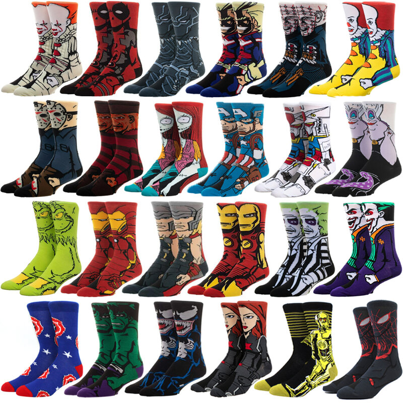Носки мужские забавные с рисунком, модные Мультяшные аниме носки в стиле хип-хоп, высокого качества