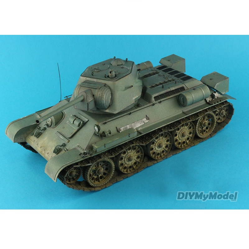 Model Tank Kertas 3D Perang Dunia II Uni Soviet T34/76 Tank 1:25 Skala Manual Seni Kertas Koleksi Model Kendaraan Militer