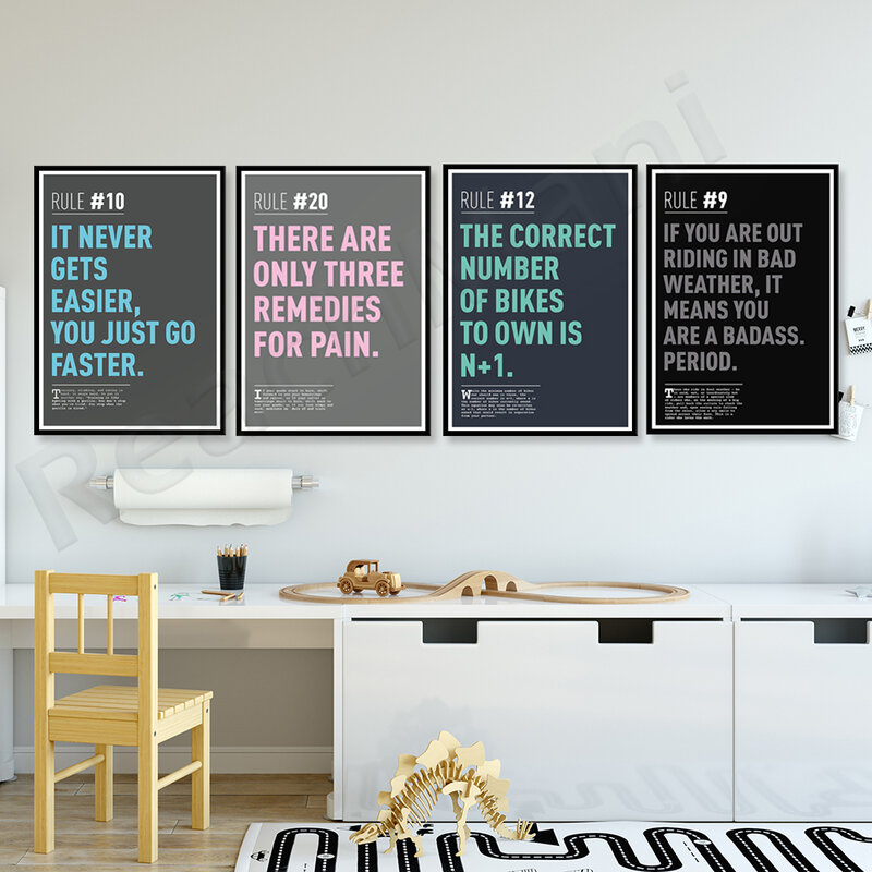 Cycling Inspirational Quotes Rules Canvas Poster Nordic Home Decor Prints Pictures Modern Living Room Wall Art Gifts