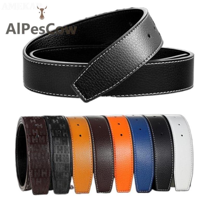 Nieuwe Luxe Merk Riemen Voor Mannen Hoge Kwaliteit Pin Gesp Mannelijke Riem Echt Leer Tailleband Ceinture Mannen Geen Gesp 3.3Cm Riem