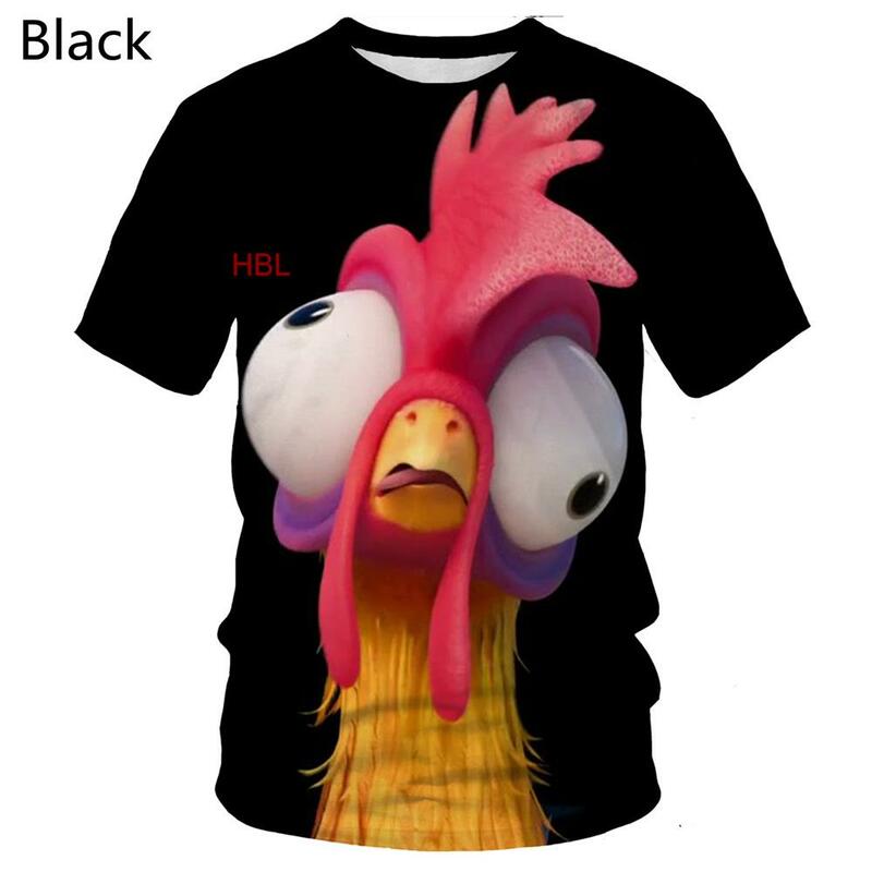 Moda neutra 3d impressão camiseta engraçado frango legal camiseta verão manga curta mais completo 2022