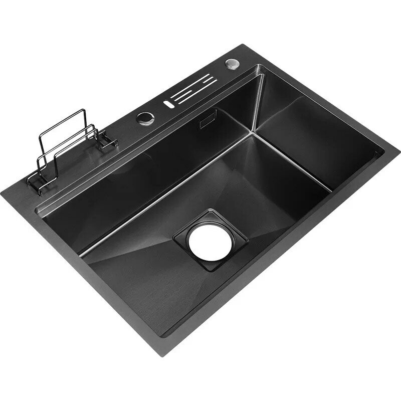 Nano preto aço inoxidável pia 304 cozinha prato bacia de lavagem manual multifuncional grande única calha contador pia da cozinha