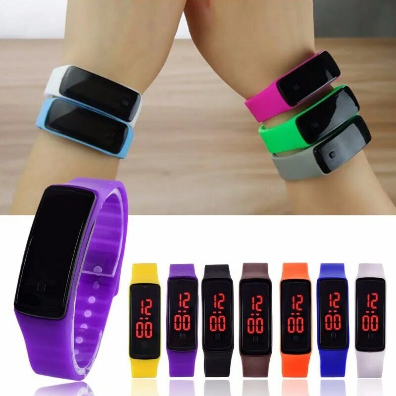 2021 moda mężczyzna kobiet dorywczo sportowa bransoletka zegarki LED elektroniczny cyfrowy silikonowy zegarek o cukierkowym kolorze dla pań dzieci montre