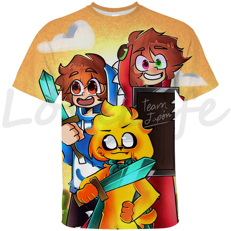 Camiseta divertida de Mikecrack para niños, Tops de dibujos animados en 3D, camiseta Kawaii de cuello redondo, ropa de calle de Anime de Los Compas, camiseta de verano