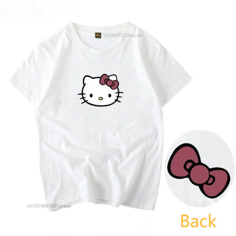 Hello Kitty T-shirt Y2k Mulheres Estudante Meninas Sanrio Tops Coreano Algodão Loose Harajuku T Shirt Tees Roupas Para O Verão Feminino Top