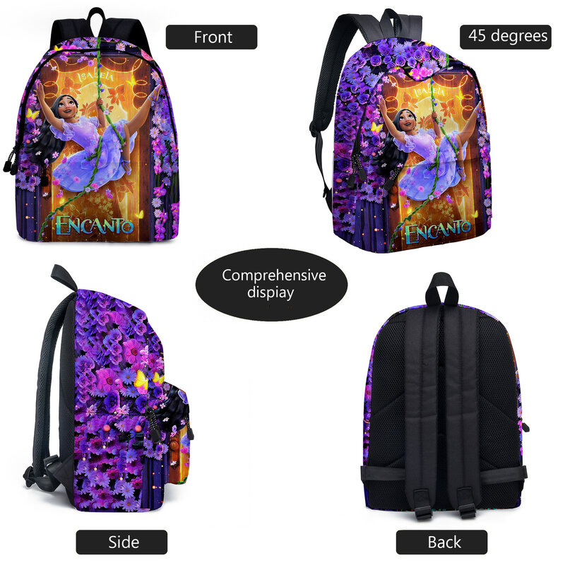 2022 Encanto Magic Full House Backpack 2 sztuk/zestaw dziecięca torba obiadowa 3d wzór nadrukowany mała dziewczynka torba worek na lód tornister