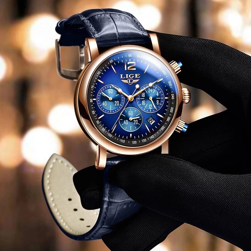 Lige-女性用レザークォーツ時計,クリエイティブな腕時計,耐水性,フェミニン