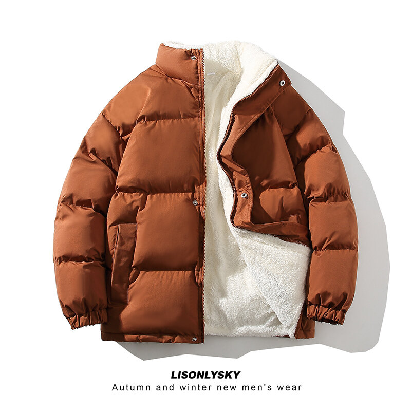 Мужская Флисовая Куртка, однотонная теплая Свободная куртка с воротником-стойкой, новинка зимнего сезона 2022