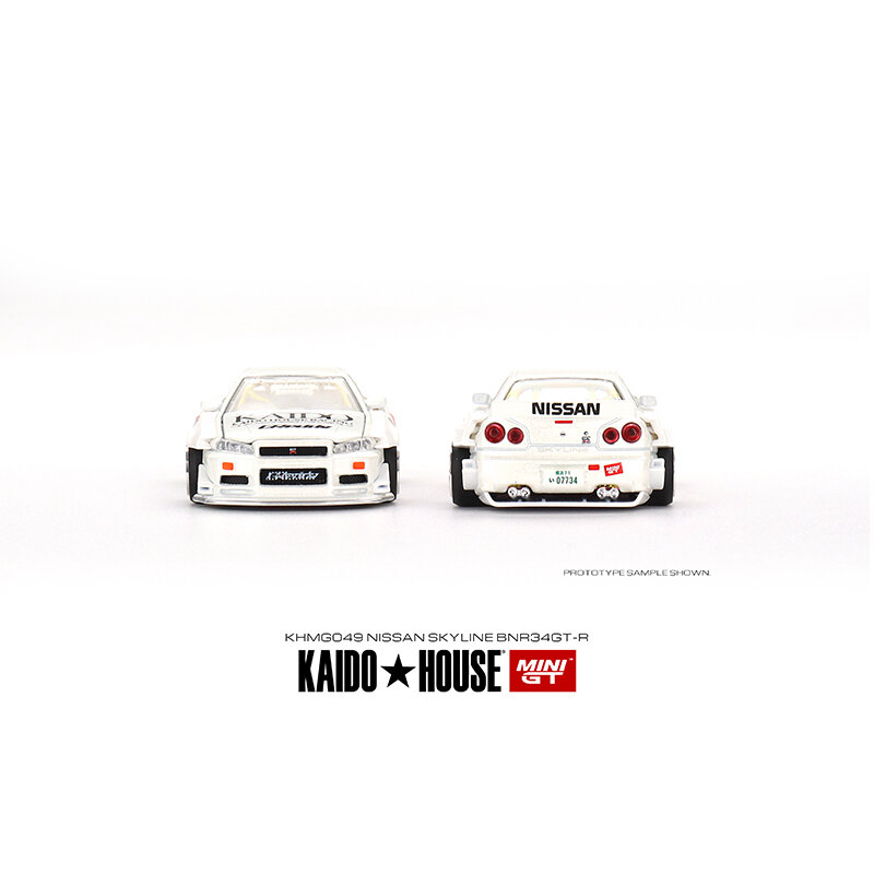 MINI GT w magazynie 1:64 dom KAIDO Skyline BNR34 GTR R34 okap otwarty Diorama kolekcja modeli samochodów miniaturowe zabawki Carros