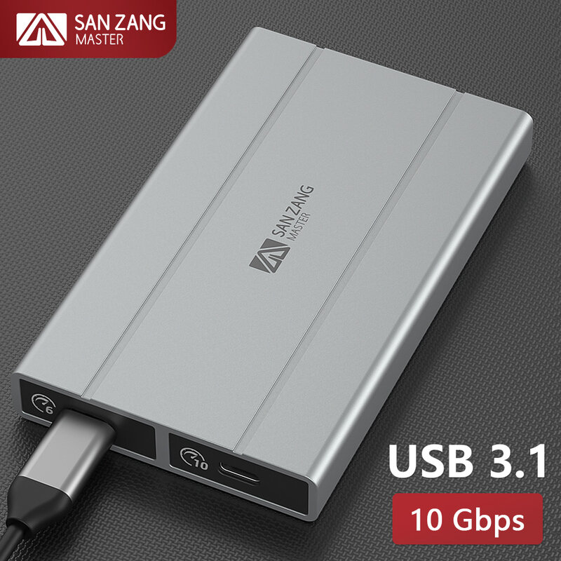 SANZANG-Caixa SSD Externa, SATA NVMe, Dual Protocol, USB A 3.0, Tipo C, M2, HD, Caixa de Disco Rígido, Caixa de Armazenamento USB3, M.2