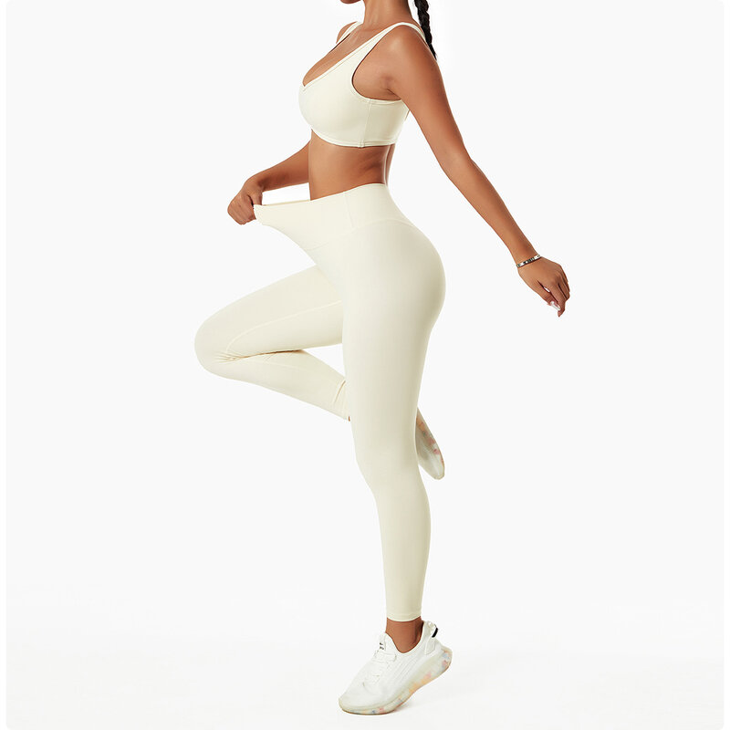 하이웨스트 레깅스 피트니스 운동복 2 피스/세트 여성용, 봉제선 없는 운동복, 체육관 의류