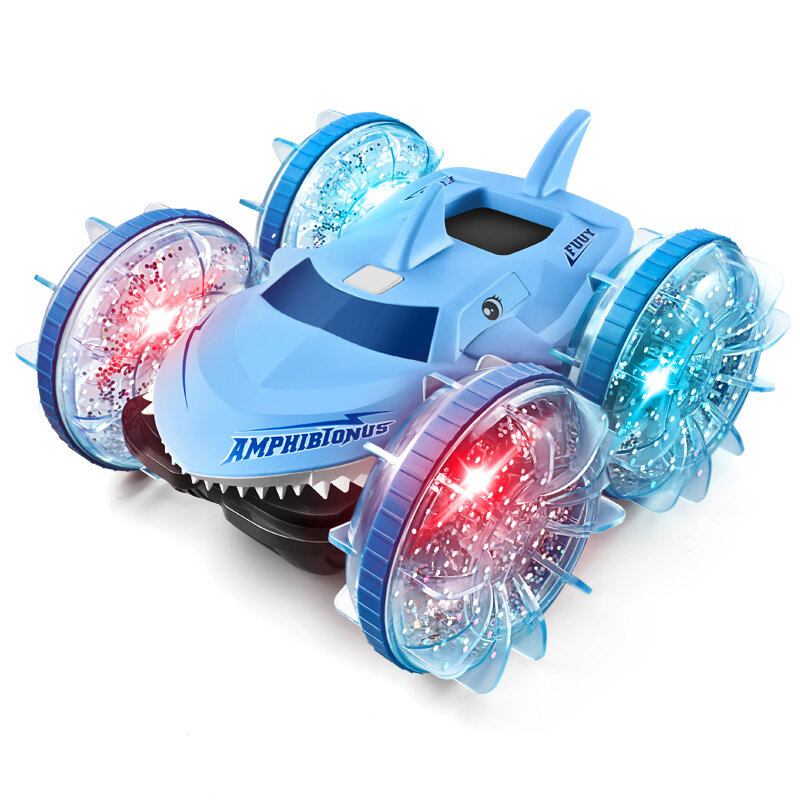 Anfibio RC auto Shark telecomando impermeabile doppio telecomando 360 ° rotante guida Drift Rc auto giocattoli per bambini all'aperto
