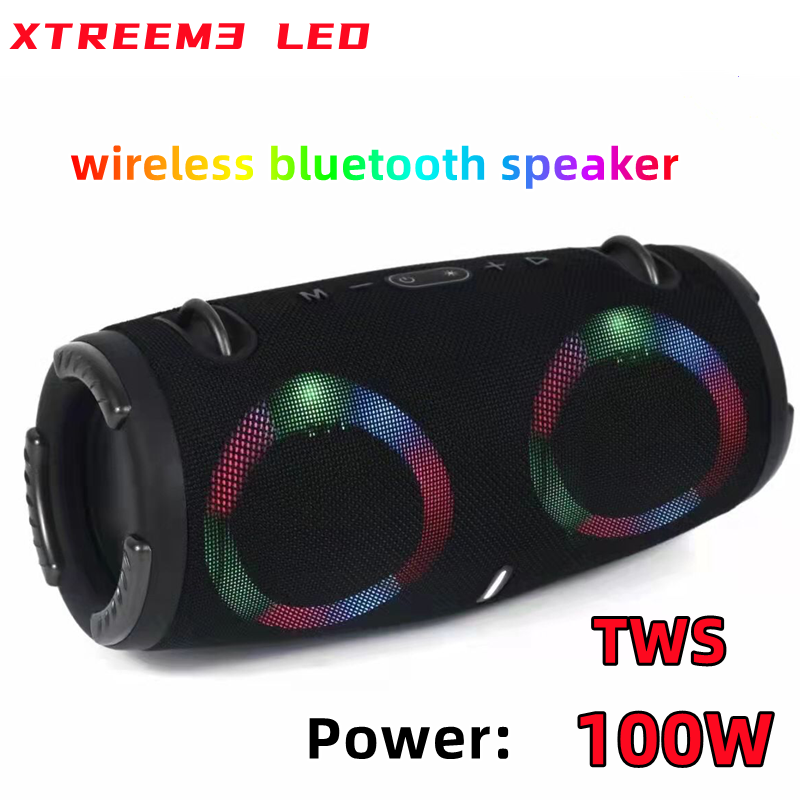 100W high power bluetooth speaker portable RGB colorful light waterproof wireless subwoofer360stereo surround TWS Caixa de som