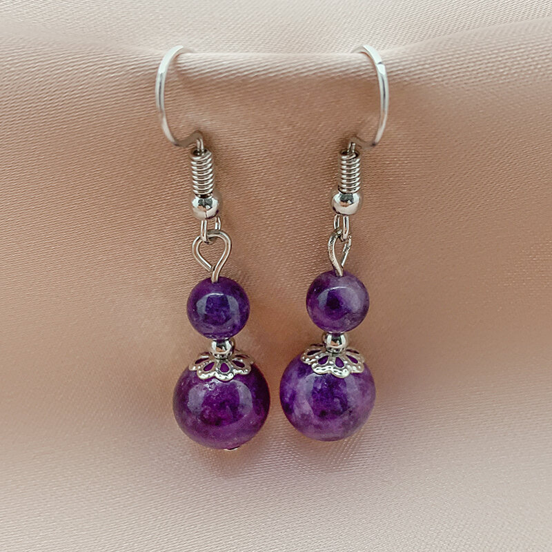 Nuovi orecchini pendenti in pietra naturale per le donne moda orecchini pendenti in rilievo Multicolor gioielli fatti a mano alla moda all'ingrosso