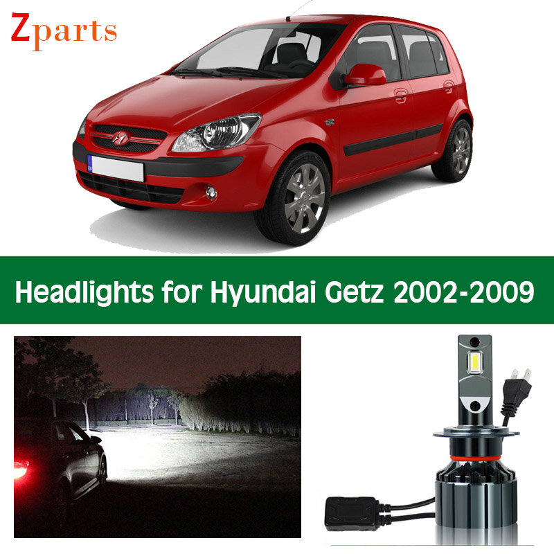 Bombillas de coche para Hyundai Getz, faro LED de luz baja, luz de carretera, Canbus, blanco, lámpara frontal, 12V, 6000K, accesorios